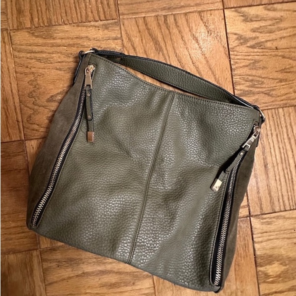 Moda Luxe Olive Green Leather and suede bag.